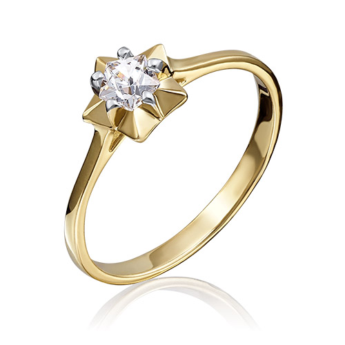Кольцо помолвочное из желтого золота р. 16 PLATINA jewelry
