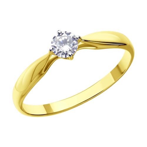 Кольцо помолвочное из желтого золота р. 16 SOKOLOV Diamonds