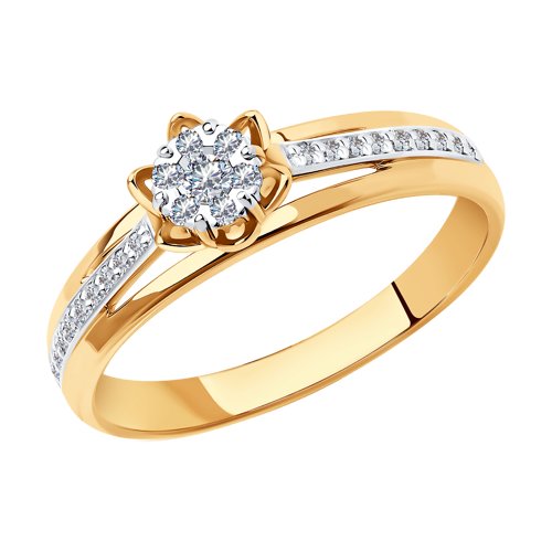 Кольцо помолвочное из желтого золота р. 17,5 SOKOLOV Diamonds