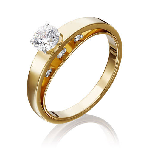 Кольцо помолвочное из желтого золота р. 18 PLATINA jewelry