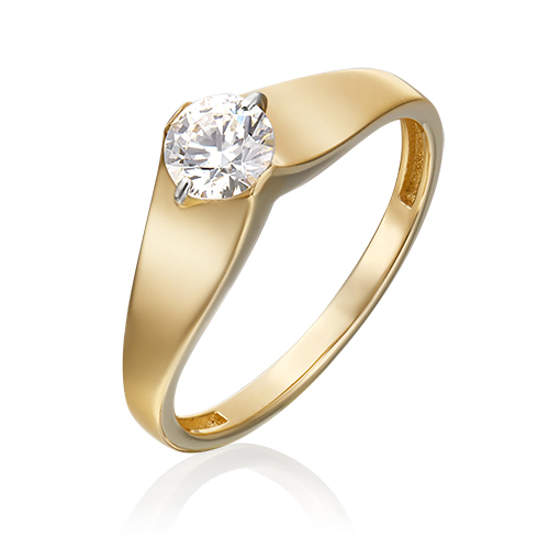 Кольцо помолвочное из желтого золота р. 19 PLATINA jewelry