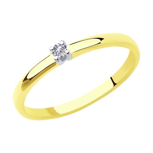 Кольцо помолвочное из желтого золота с бриллиантом р. 16.5 SOKOLOV Diamonds