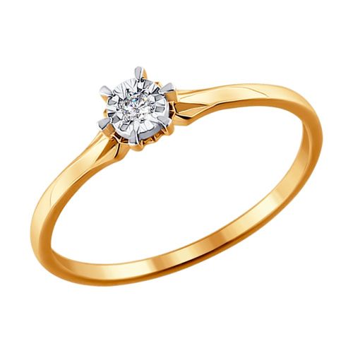 Кольцо помолвочное из желтого золота с бриллиантом р. 17 SOKOLOV Diamonds