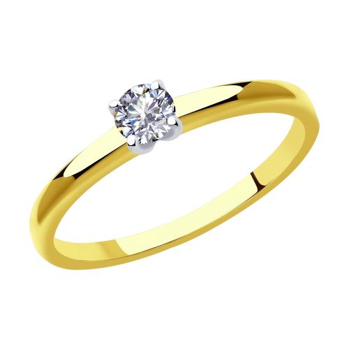 Кольцо помолвочное из желтого золота с бриллиантом р. 17.5 SOKOLOV Diamonds