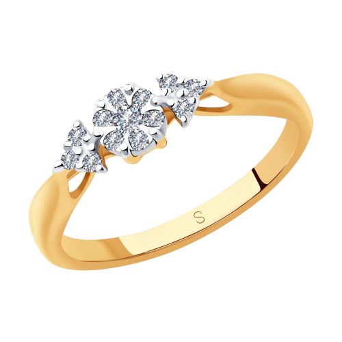Кольцо помолвочное из комбинированного золота р. 15,5 SOKOLOV Diamonds