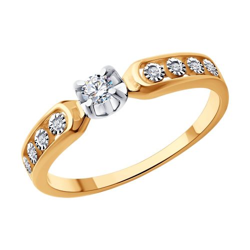 Кольцо помолвочное из комбинированного золота р. 16,5 Diamant