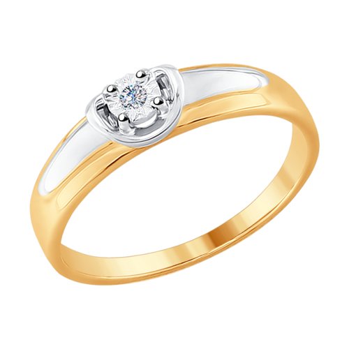 Кольцо помолвочное из комбинированного золота р. 17 SOKOLOV Diamonds