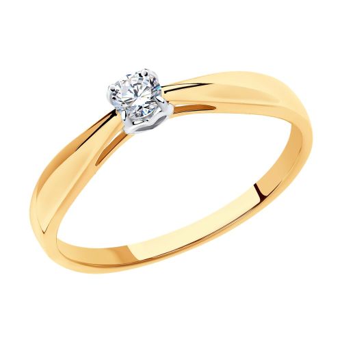 Кольцо помолвочное из комбинированного золота р. 17,5 SOKOLOV Diamonds