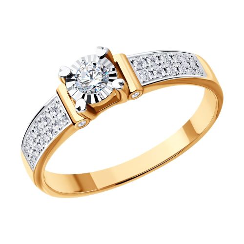 Кольцо помолвочное из комбинированного золота р. 19 SOKOLOV Diamonds