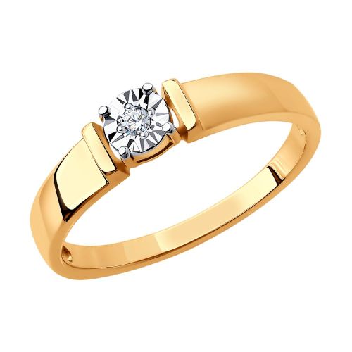 Кольцо помолвочное из комбинированного золота р. 19,5 SOKOLOV Diamonds
