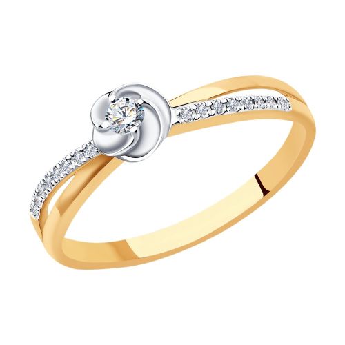 Кольцо помолвочное из комбинированного золота с бриллиантом р. 15 SOKOLOV Diamonds