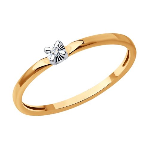 Кольцо помолвочное из комбинированного золота с бриллиантом р. 17 SOKOLOV Diamonds