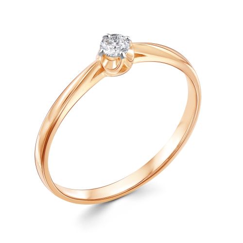 Кольцо помолвочное из красного золота р. 15 585Gold