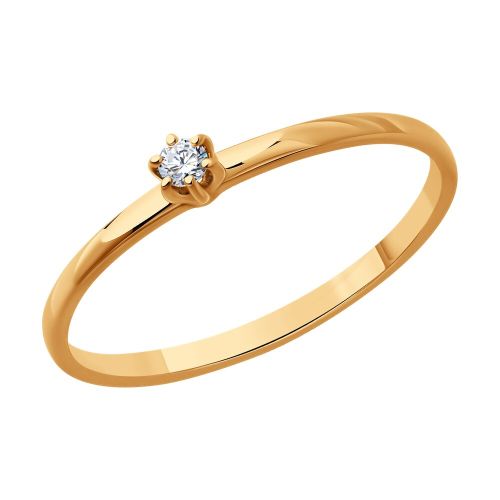 Кольцо помолвочное из красного золота р. 15,5 Diamant