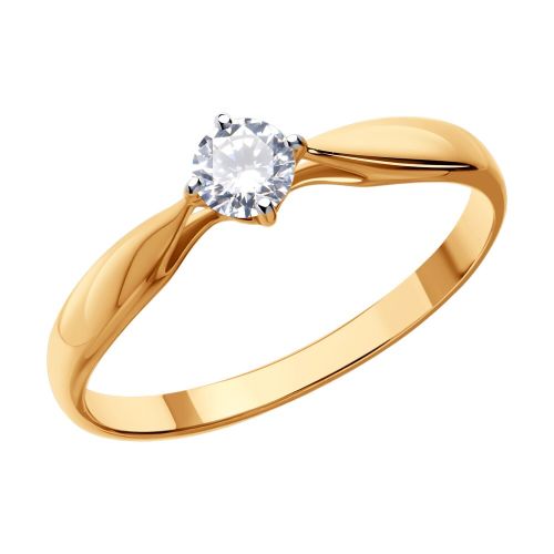 Кольцо помолвочное из красного золота р. 15,5 SOKOLOV Diamonds