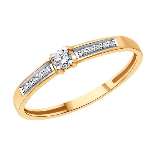 Кольцо помолвочное из красного золота р. 16 Diamant
