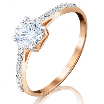 Кольцо помолвочное из красного золота р. 16 PLATINA jewelry