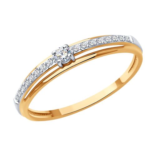 Кольцо помолвочное из красного золота р. 16,5 Diamant