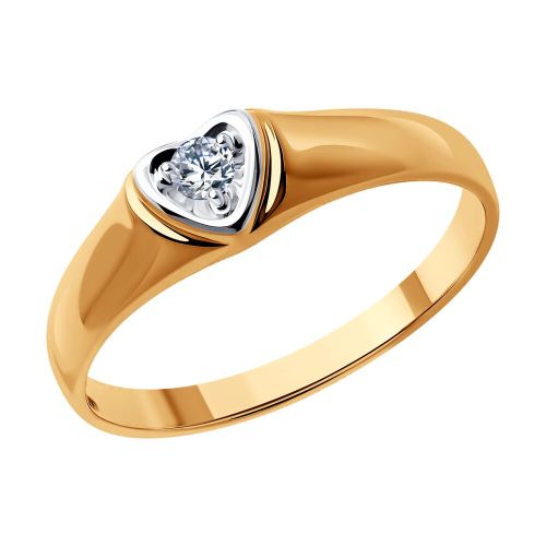 Кольцо помолвочное из красного золота р. 16,5 SOKOLOV Diamonds