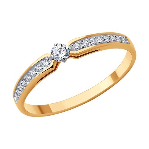 Кольцо помолвочное из красного золота р. 17 Diamant