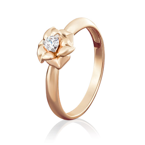 Кольцо помолвочное из красного золота р. 17 PLATINA jewelry