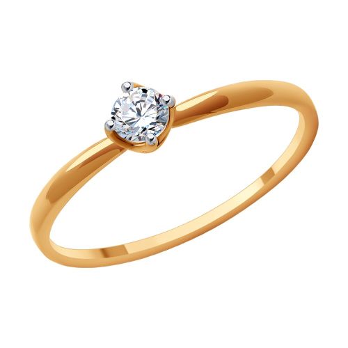 Кольцо помолвочное из красного золота р. 17,5 Diamant