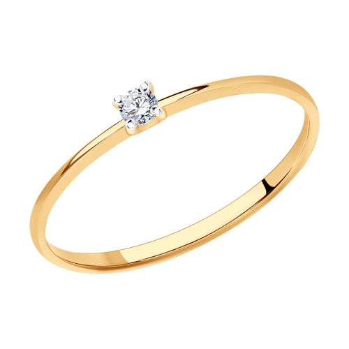Кольцо помолвочное из красного золота р. 17,5 SOKOLOV Diamonds