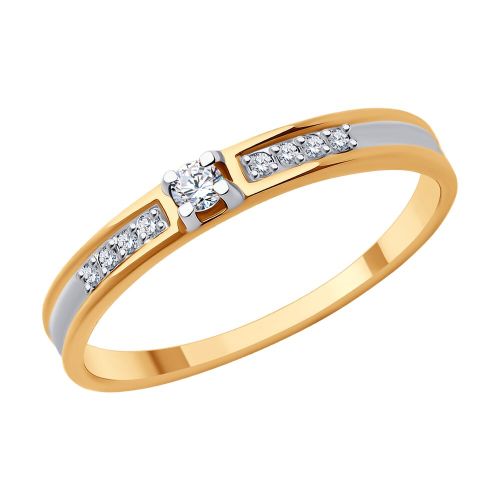Кольцо помолвочное из красного золота р. 18 Diamant