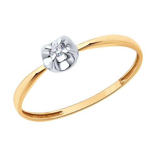 Кольцо помолвочное из красного золота р. 18 SOKOLOV Diamonds