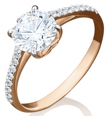 Кольцо помолвочное из красного золота р. 19 PLATINA jewelry