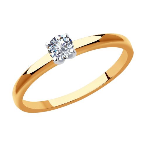 Кольцо помолвочное из красного золота р. 19 SOKOLOV Diamonds