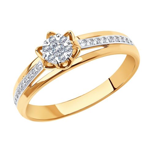 Кольцо помолвочное из красного золота р. 20 SOKOLOV Diamonds