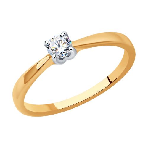 Кольцо помолвочное из красного золота с бриллиантом р. 15 SOKOLOV Diamonds
