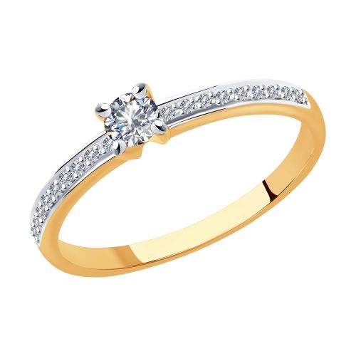 Кольцо помолвочное из красного золота с бриллиантом р. 15,5 SOKOLOV Diamonds