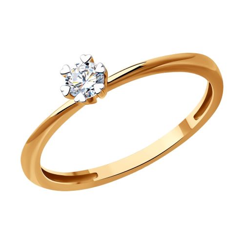 Кольцо помолвочное из красного золота с бриллиантом р. 16 Diamant