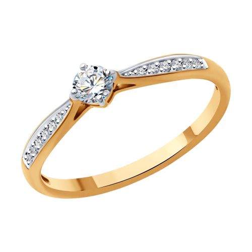 Кольцо помолвочное из красного золота с бриллиантом р. 16 SOKOLOV Diamonds