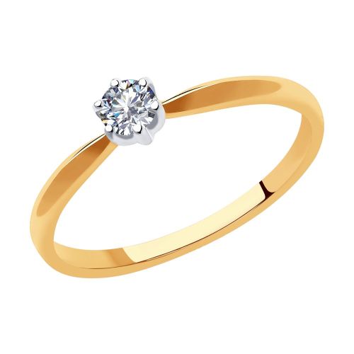 Кольцо помолвочное из красного золота с бриллиантом р. 16,5 SOKOLOV Diamonds