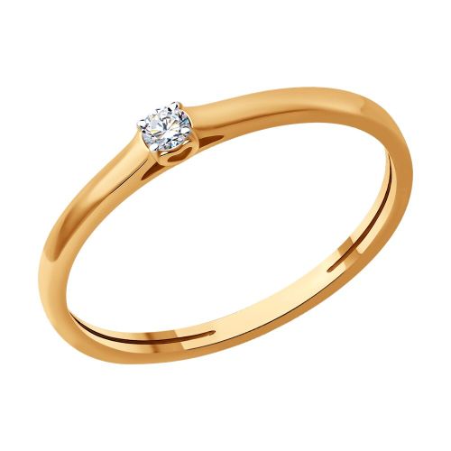 Кольцо помолвочное из красного золота с бриллиантом р. 17 SOKOLOV Diamonds