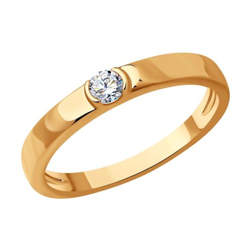 Кольцо помолвочное из красного золота с бриллиантом р. 18 SOKOLOV Diamonds