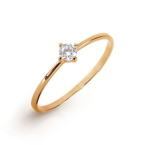 Кольцо помолвочное из красного золота с фианитом р. 16,5 585Gold