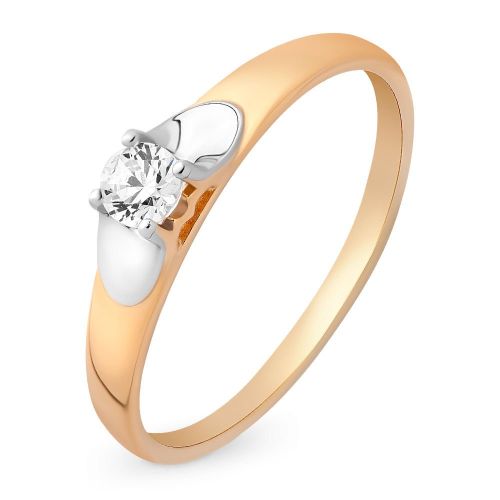Кольцо помолвочное из красного золота со Swarovski р. 17 585Gold