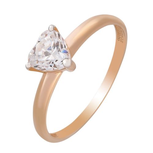 Кольцо помолвочное из красного золота со Swarovski р. 18,5 585Gold
