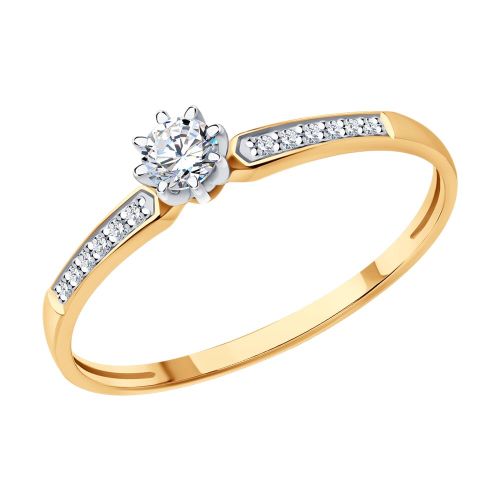 Кольцо помолвочное из красного/белого золота р. 17,5 Diamant