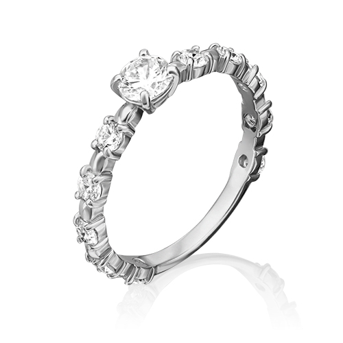 Кольцо помолвочное из серебра р. 18 PLATINA jewelry