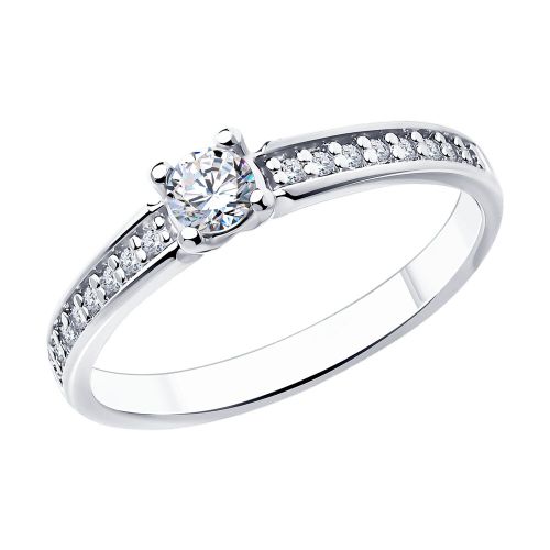 Кольцо помолвочное из серебра с фианитом р. 19,5 Diamant