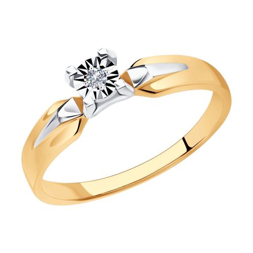 Кольцо помолвочное из золота с бриллиантом р.16 Diamant