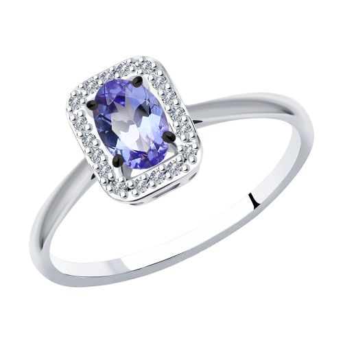 Кольцо SOKOLOV Diamonds из белого золота с бриллиантами и танзанитом