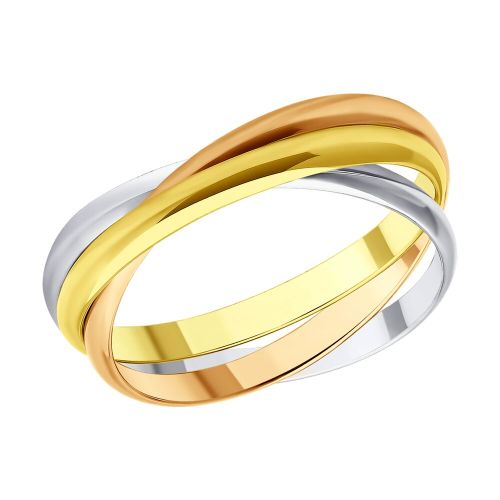 Кольцо тринити из красного/белого/желтого золота р. 16 Diamant