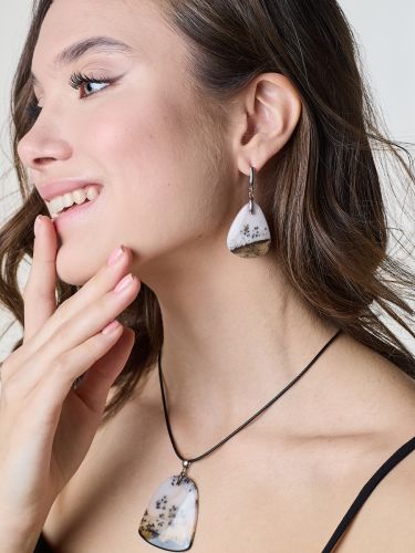Комплект (подвеска+серьги) из серебра OLIVA JEWELRY