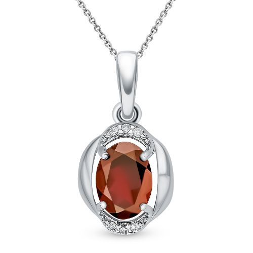 Кулон из серебра с гранатом/фианитом 585Gold
